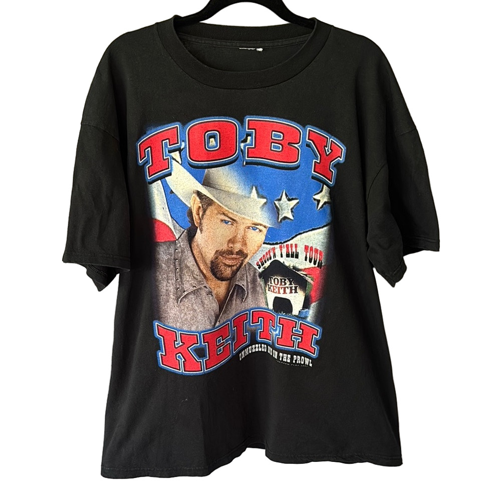 Toby Keith 2003 Vintage Shock’N Y’all Tour Black Graphic T-Shirt